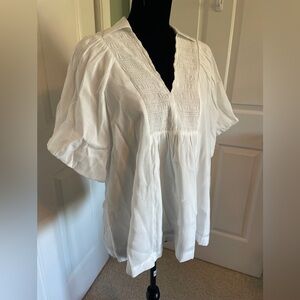 Umgee White Puff Sleeve Top - Size Small